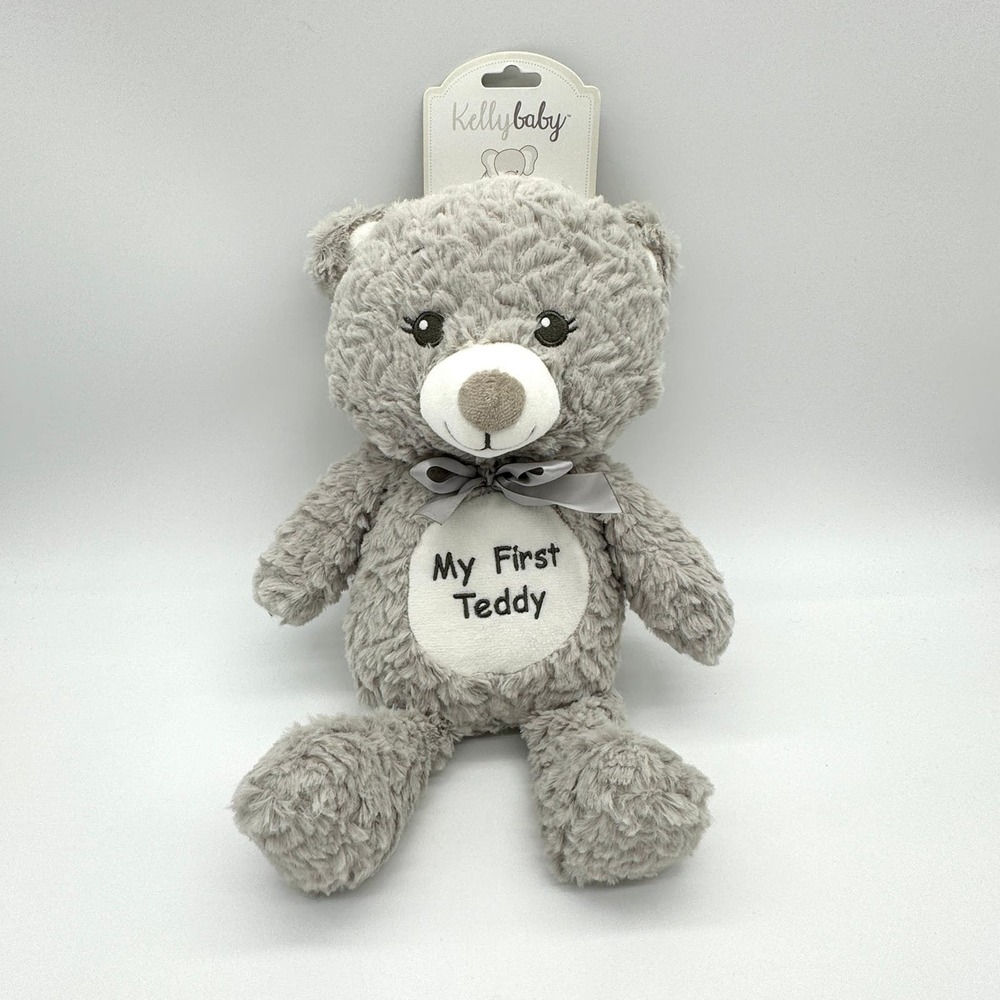 Kelly Baby My First Teddy Bear Plush Rattle Toy 15” Stuffed Animal Eyelashes New